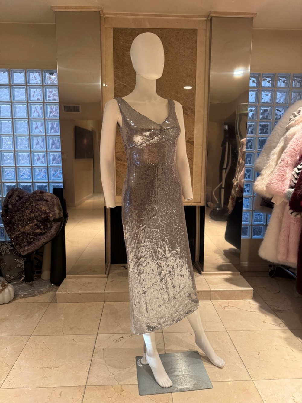 Mew Mews Grey Sequin Sheath Dress